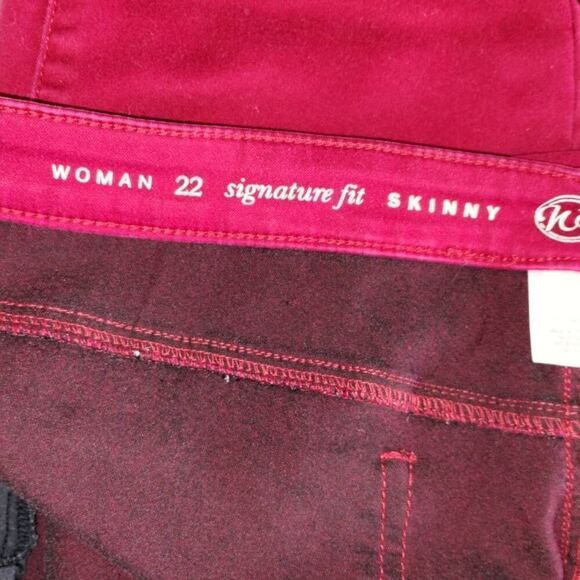 W62 Womens Jeans Sz 22 Red Stretch Denim Slims Ankle Comfort Curvy - Picture 6 of 9